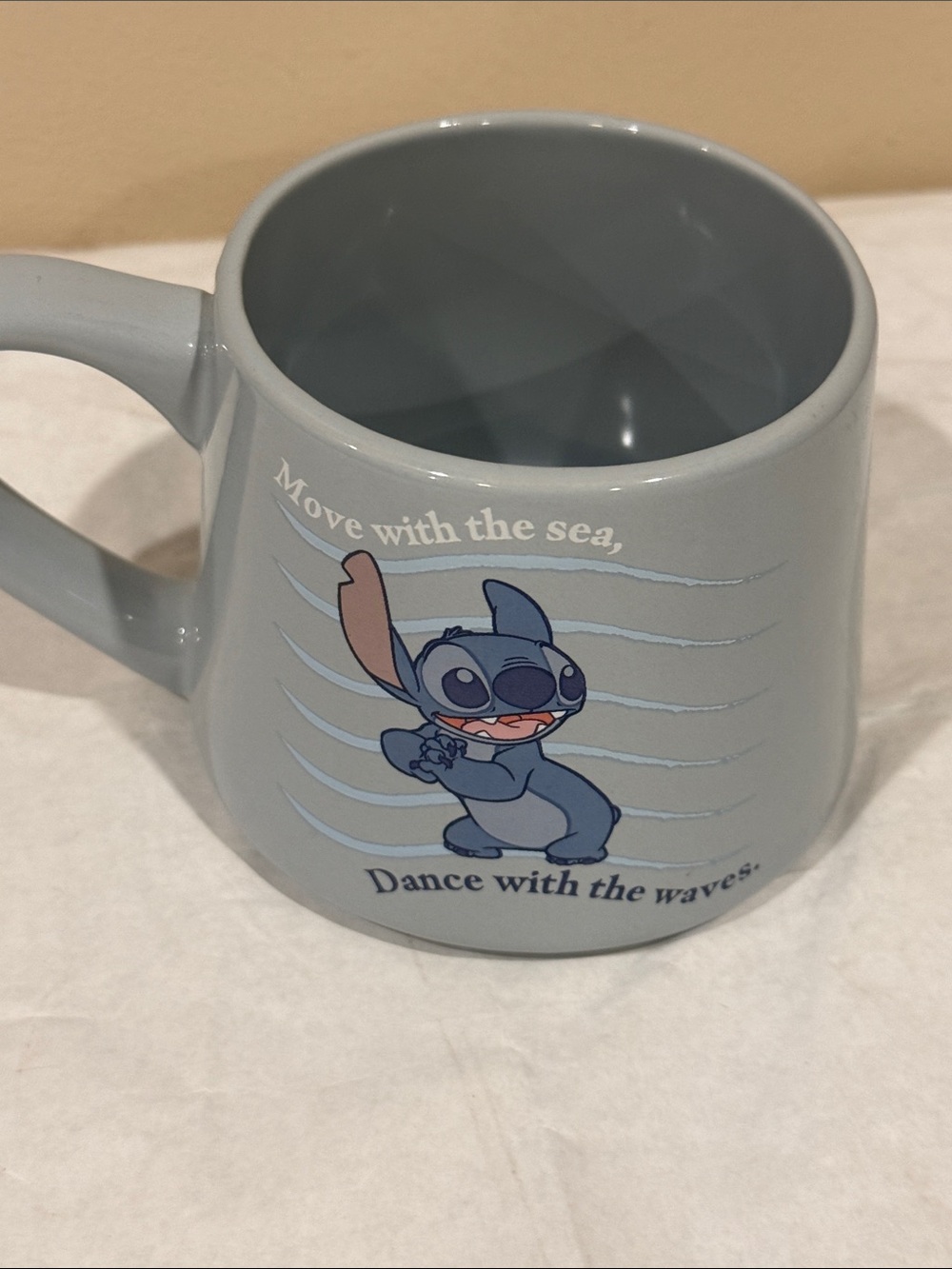 Disney Stitch 'Move with the Sea' Light Gray Ceramic Coffee Tea Mug